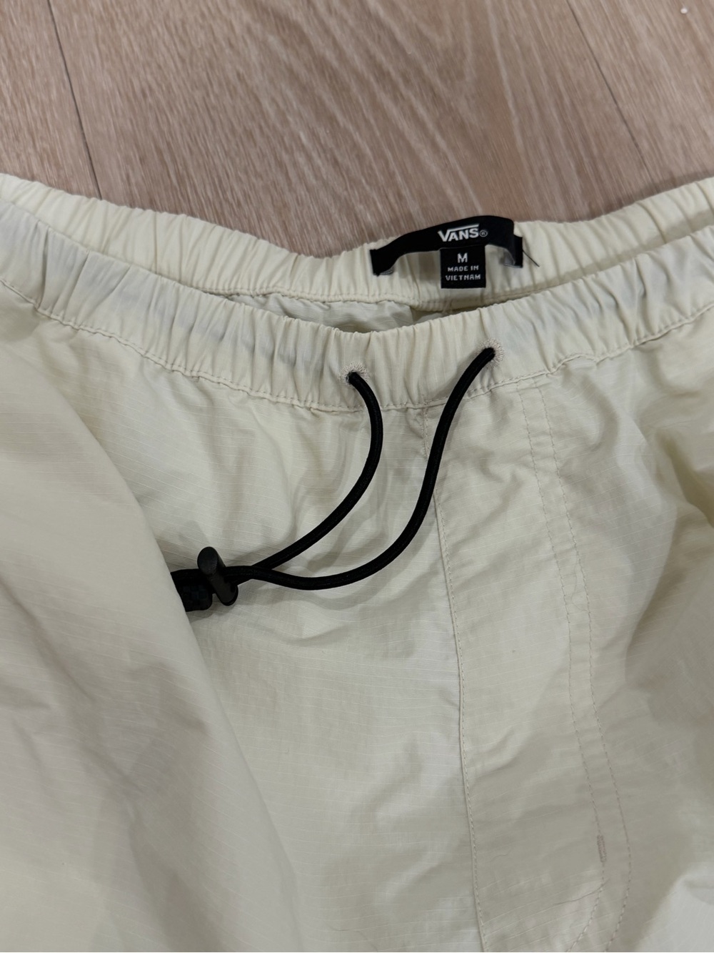 Vans Cream Riley Cargo Parachute Pants with Drawstring Waist - Picture 3 of 9